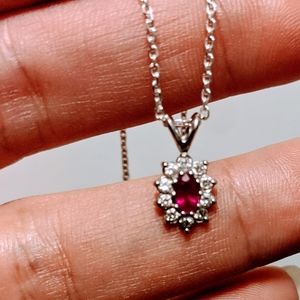 1/2 Carat Genuine Diamond and Ruby Necklace